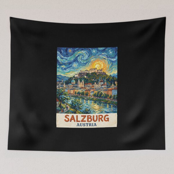 Item preview, Salzburg Austria Vintage Travel Poster designed and sold by dudelinart.