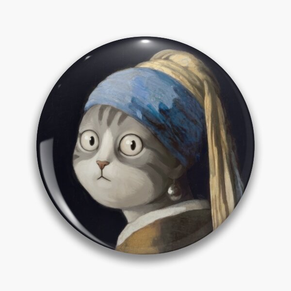 Item preview, Weird Cat with Pearl Earring designed and sold by Woketoon.