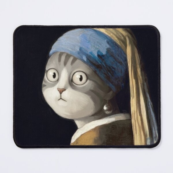 Item preview, Weird Cat with Pearl Earring designed and sold by Woketoon.