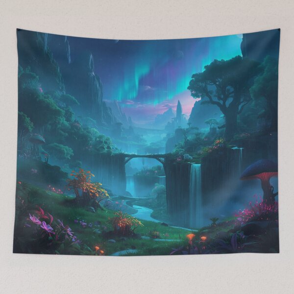 Item preview, Eternal Glowroot Valley Alien Forest Landscape designed and sold by Luminous Wilds.