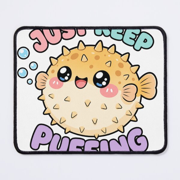 Item preview, Just Keep Puffing Cute Kawaii Puffer Fish designed and sold by BoosterShop.