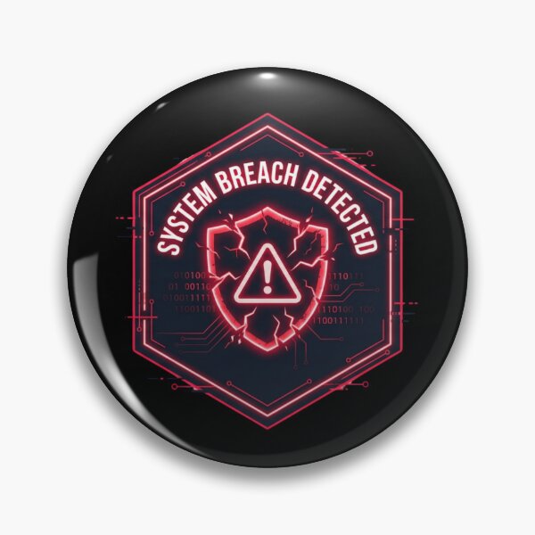 Item preview, System Breach Detected Warning Badge designed and sold by KurtByteStudio.