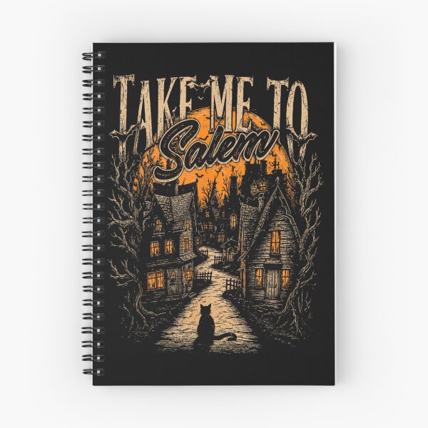 Item preview, Take Me to Salem Vintage Halloween Black Cat and Spooky Village designed and sold by DienesAngele.