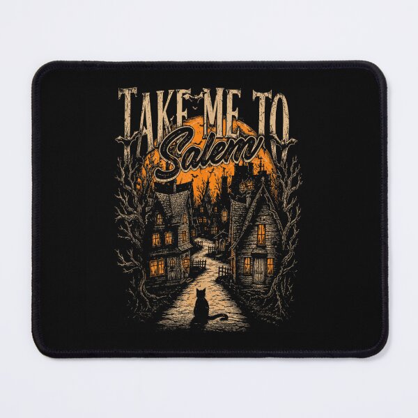 Item preview, Take Me to Salem Vintage Halloween Black Cat and Spooky Village designed and sold by DienesAngele.