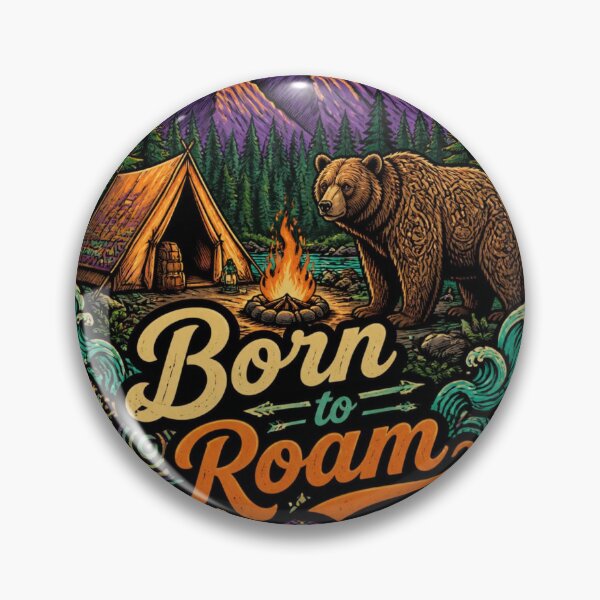 Item preview, Born to Roam Retro Bear Camping Poster  designed and sold by Skyrocketz.
