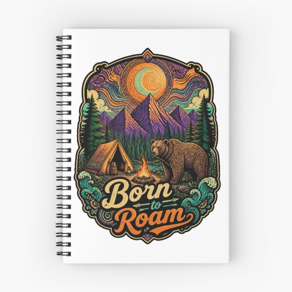 Item preview, Born to Roam Retro Bear Camping Poster  designed and sold by Skyrocketz.