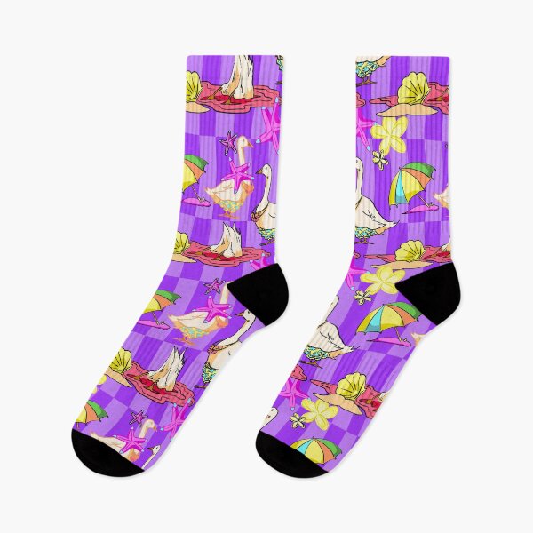 Item preview, Vibrant Tropical Duck Beach Seamless Pattern on Purple designed and sold by zanaxxer.