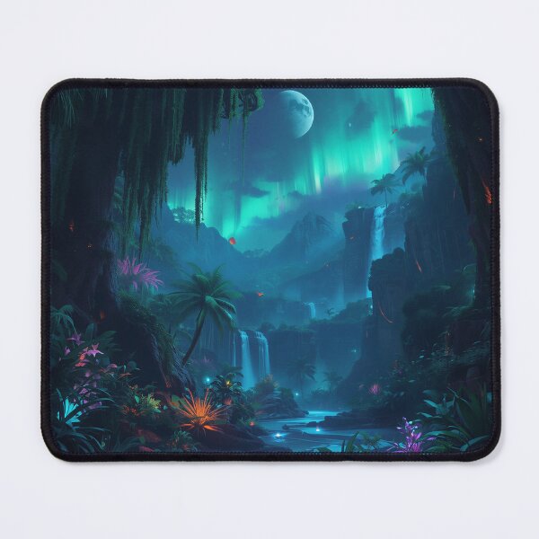 Item preview, Neon Rainforest Moon Alien Sci Fi Landscape designed and sold by Luminous Wilds.