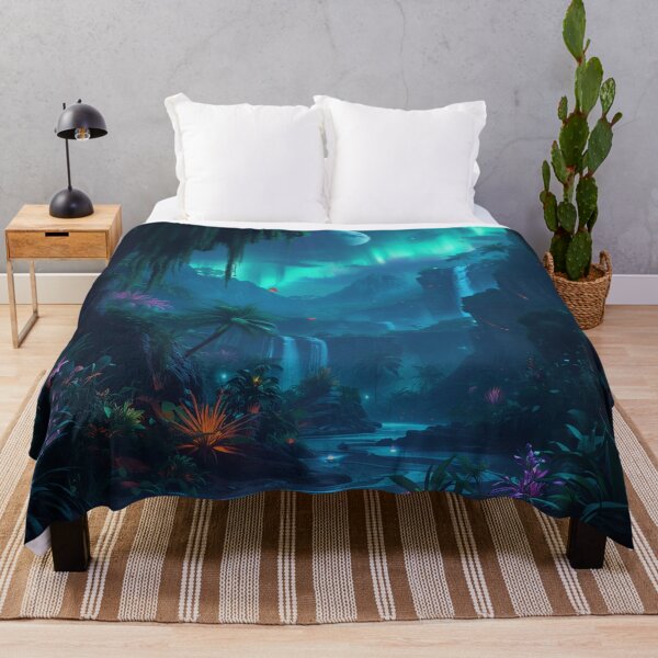 Item preview, Neon Rainforest Moon Alien Sci Fi Landscape designed and sold by Luminous Wilds.