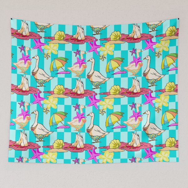 Item preview, Refreshing Ocean Duck Beach Seamless Pattern on Teal designed and sold by zanaxxer.