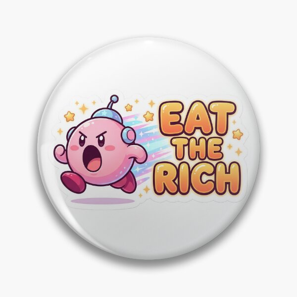 Item preview, Eat The Rich Cute Kawaii Space Character Sticker | Funny Retro Gamer Meme | Adorable Cartoon Graphic designed and sold by Bhaskar Digital Art.