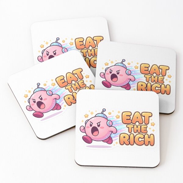 Item preview, Eat The Rich Cute Kawaii Space Character Sticker | Funny Retro Gamer Meme | Adorable Cartoon Graphic designed and sold by Bhaskar Digital Art.