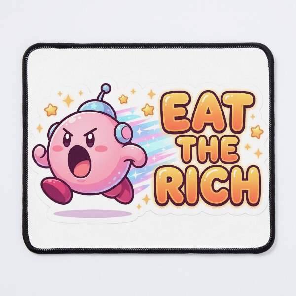 Item preview, Eat The Rich Cute Kawaii Space Character Sticker | Funny Retro Gamer Meme | Adorable Cartoon Graphic designed and sold by Bhaskar Digital Art.