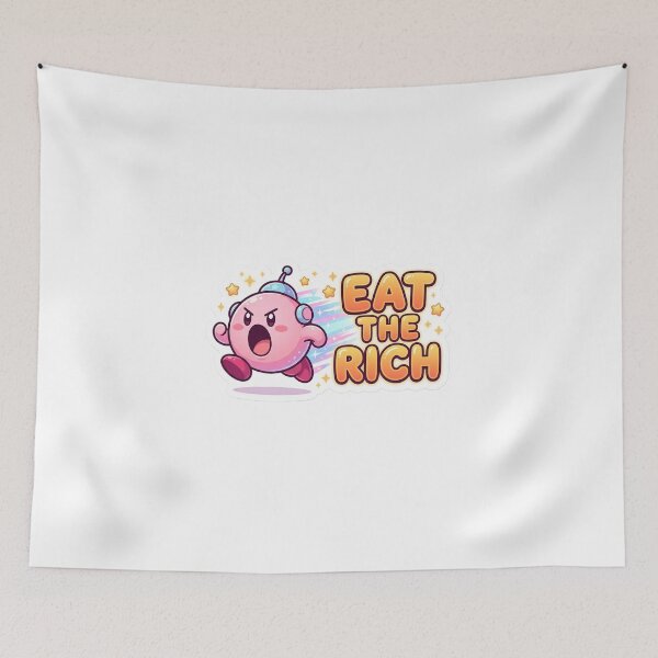 Item preview, Eat The Rich Cute Kawaii Space Character Sticker | Funny Retro Gamer Meme | Adorable Cartoon Graphic designed and sold by Bhaskar Digital Art.