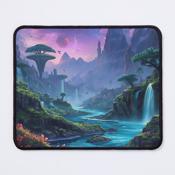 Item preview, Cosmic Waterfall Sanctuary Alien Landscape designed and sold by Luminous Wilds.