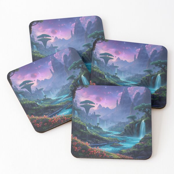Item preview, Cosmic Waterfall Sanctuary Alien Landscape designed and sold by Luminous Wilds.