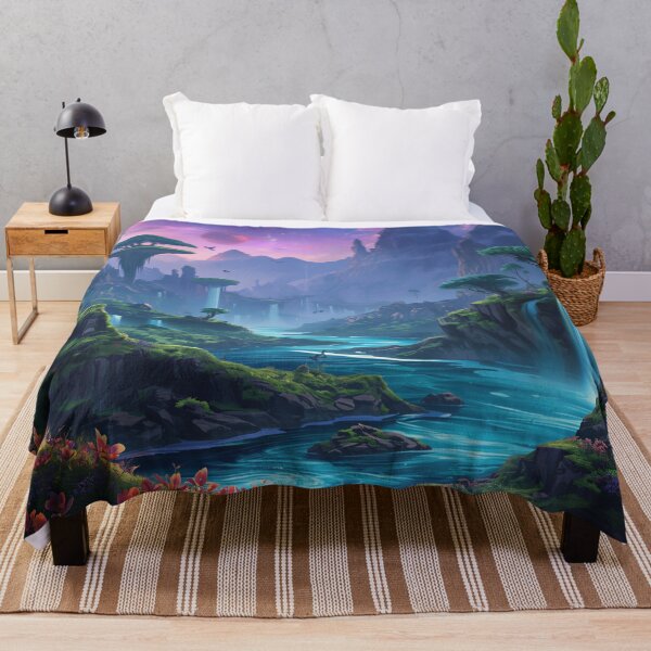 Item preview, Cosmic Waterfall Sanctuary Alien Landscape designed and sold by Luminous Wilds.