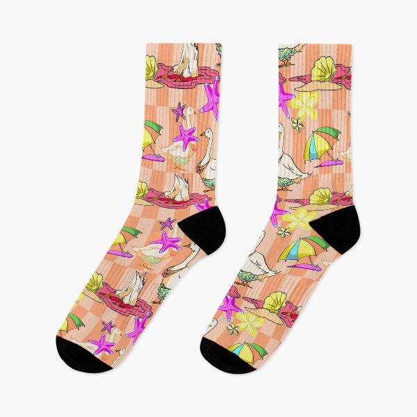 Item preview, Sun-Drenched Beach Duck Seamless Pattern on Orange designed and sold by zanaxxer.