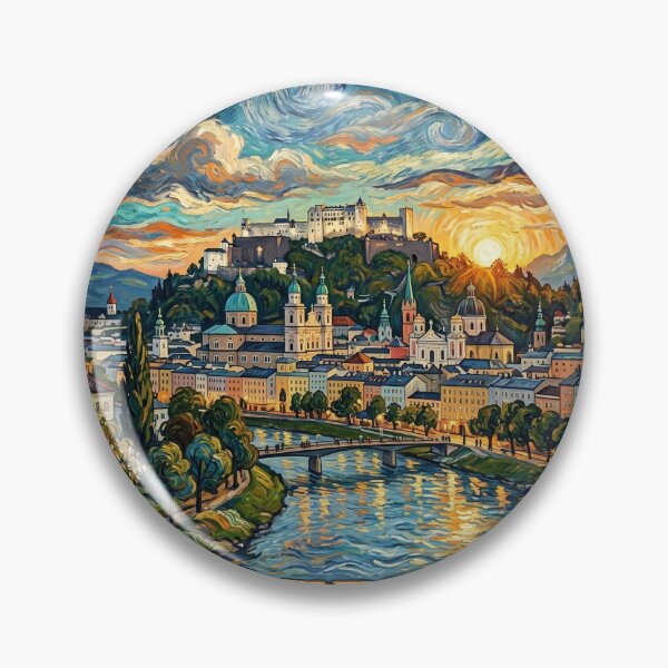 Item preview, Vintage Poster Salzburg Austria Salzach River designed and sold by dudelinart.
