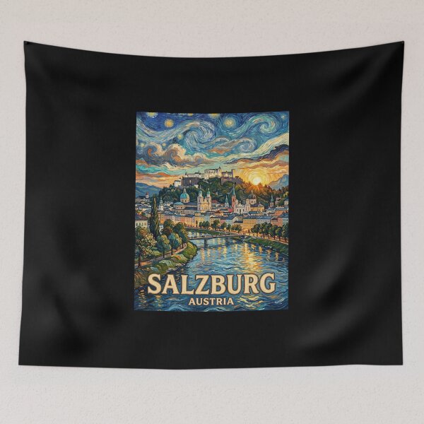Item preview, Vintage Poster Salzburg Austria Salzach River designed and sold by dudelinart.