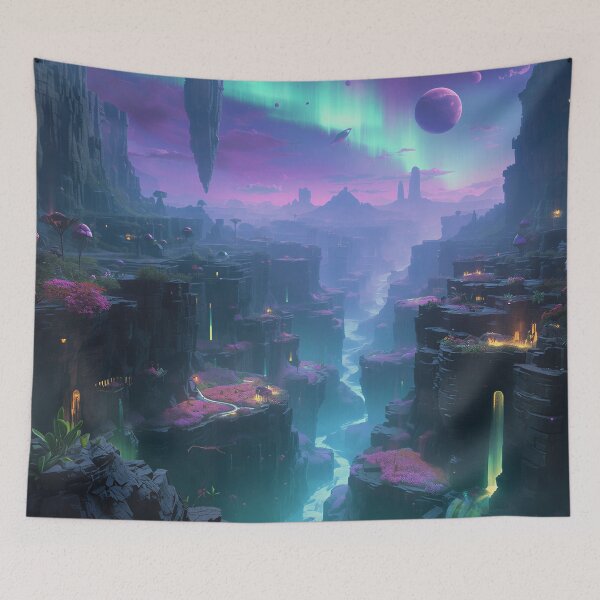 Item preview, Sapphire Nebula Forest Alien Planet Landscape designed and sold by Luminous Wilds.