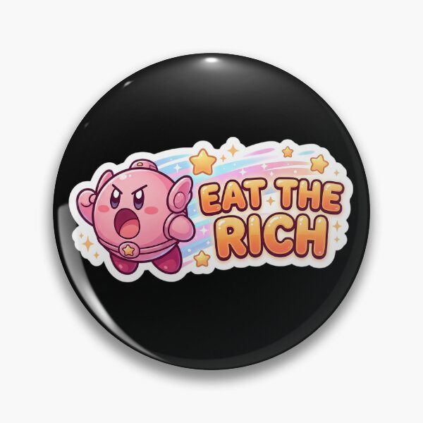 Item preview, Eat The Rich Cute Kawaii Space Hero Sticker | Funny Gamer Meme | Adorable Cartoon Graphic Design designed and sold by Bhaskar Digital Art.