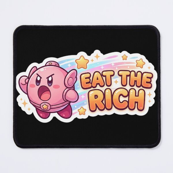 Item preview, Eat The Rich Cute Kawaii Space Hero Sticker | Funny Gamer Meme | Adorable Cartoon Graphic Design designed and sold by Bhaskar Digital Art.