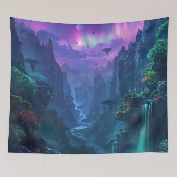 Item preview, Aurora Canyon Alien Fantasy Landscape designed and sold by Luminous Wilds.