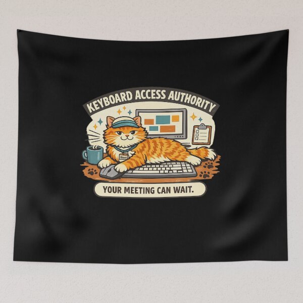 Item preview, Keyboard Access Authority – Funny Orange Cat Office Design designed and sold by Concrete Coffee Studio.