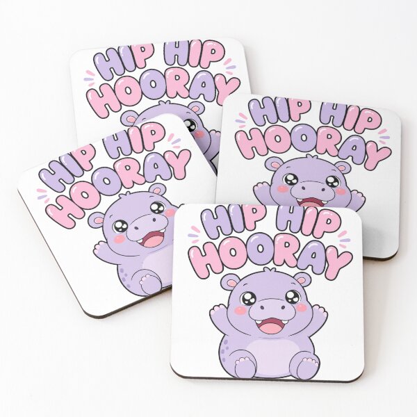 Item preview, Hip Hip Hooray Cute Kawaii Hippo designed and sold by BoosterShop.