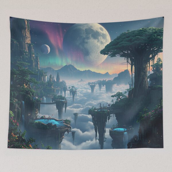 Item preview, Moonlit Floating Jungle Alien Landscape designed and sold by Luminous Wilds.