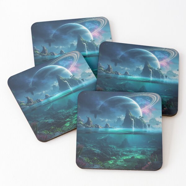 Item preview, Emerald Bioluminescent Ocean Alien Landscape designed and sold by Luminous Wilds.