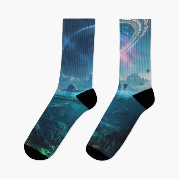 Item preview, Emerald Bioluminescent Ocean Alien Landscape designed and sold by Luminous Wilds.