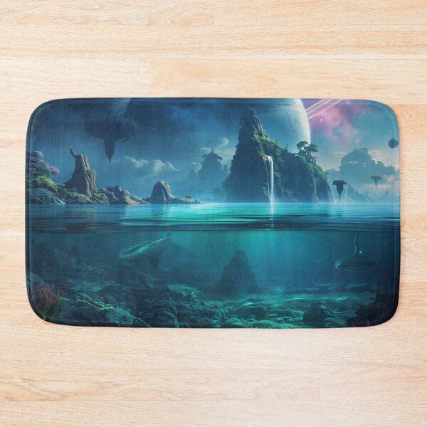 Item preview, Emerald Bioluminescent Ocean Alien Landscape designed and sold by Luminous Wilds.