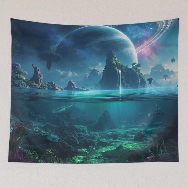 Item preview, Emerald Bioluminescent Ocean Alien Landscape designed and sold by Luminous Wilds.