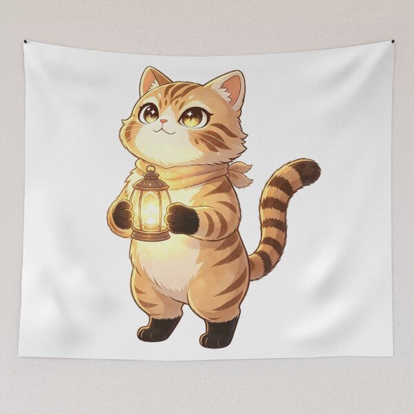 Item preview, The Lantern Keeper - Cute Felis Nigripes Holding a Magical Light designed and sold by ABYSSLAB.