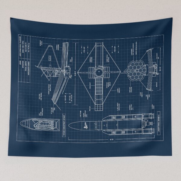 Item preview, James Webb Space Telescope (Navy Blueprint. Vertical) designed and sold by BGALAXY.