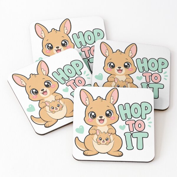 Item preview, Hop To It Cute Kawaii Kangaroo with Baby designed and sold by BoosterShop.