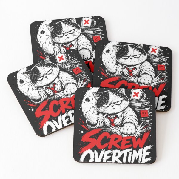Item preview, Screw Overtime - Rebellious Cat Sketch designed and sold by VONJU.