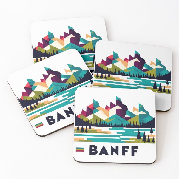 Item preview, Banff Canada Travel Poster - Abstract Rocky Mountains Landscape Art designed and sold by OzzFrequency.