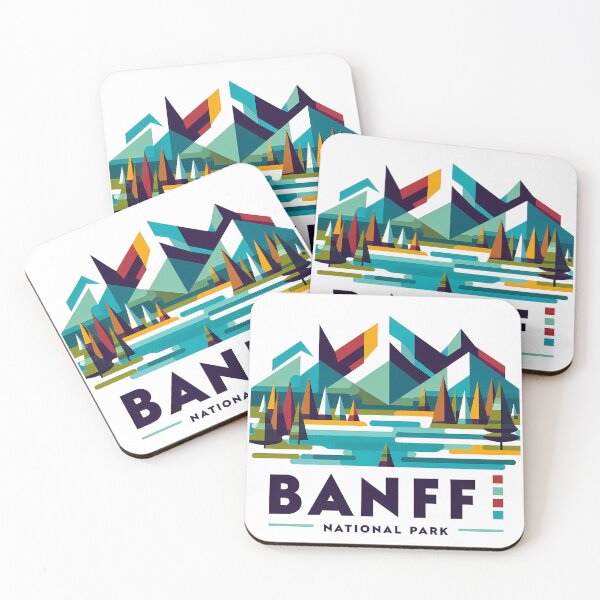 Item preview, Banff Canada Travel Poster - Abstract Rocky Mountains Landscape Art designed and sold by OzzFrequency.