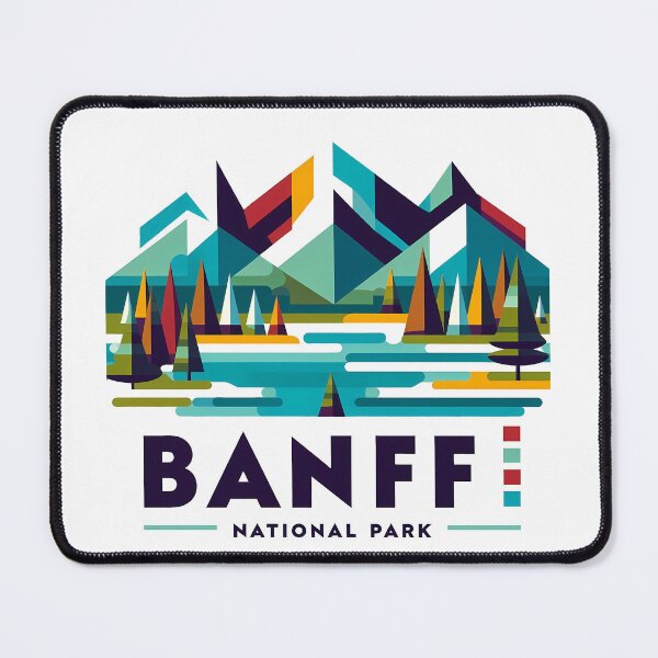 Item preview, Banff Canada Travel Poster - Abstract Rocky Mountains Landscape Art designed and sold by OzzFrequency.