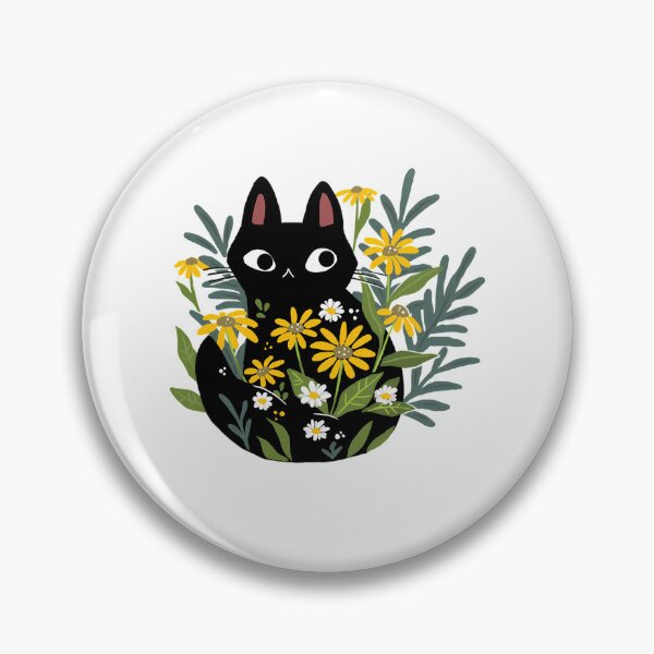 Item preview, Cute Black Cat With Yellow Flowers designed and sold by GNetiPL.