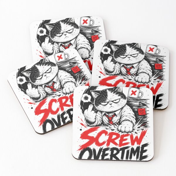 Item preview, Screw Overtime - Rebellious Cat Sketch designed and sold by VONJU.