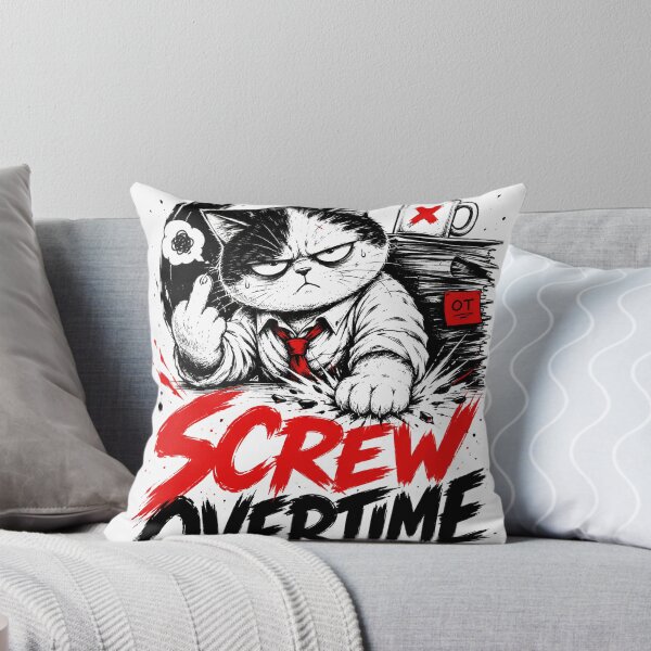 Item preview, Screw Overtime - Rebellious Cat Sketch designed and sold by VONJU.
