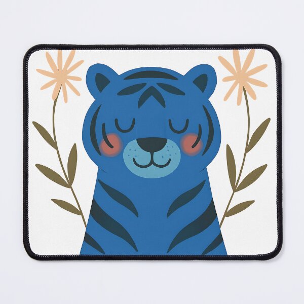 Item preview, Cute Blue Tiger Floral Illustration designed and sold by daldadesign.