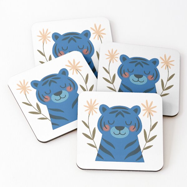 Item preview, Cute Blue Tiger Floral Illustration designed and sold by daldadesign.