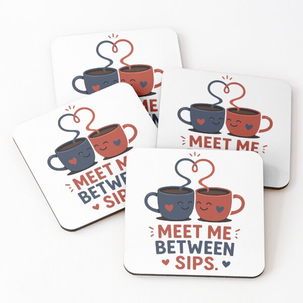 Item preview, Meet Me Between Sips | Cute Coffee Couple | Romantic Minimalist Love Sticker designed and sold by Lovestickerco.