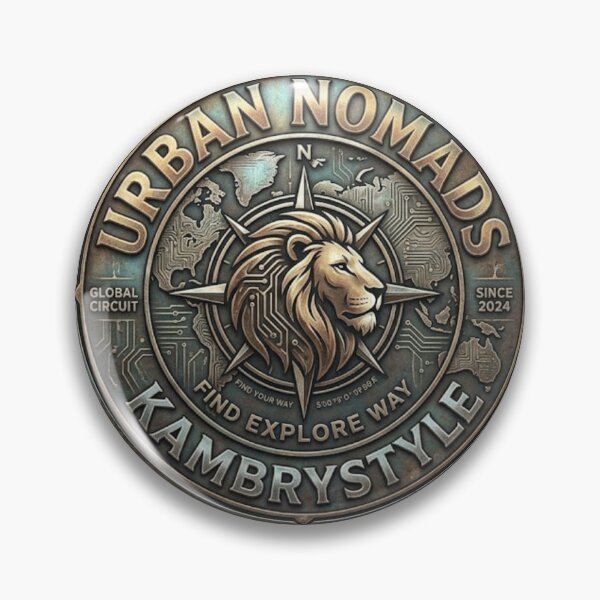 Item preview, Urban Nomads Compass Lion - Premium Vintage Adventure Badge designed and sold by KambryStyle.