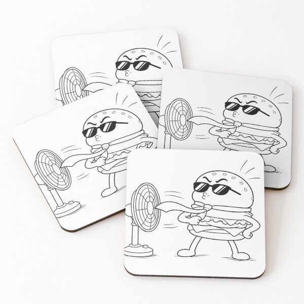 Item preview, Cool Burger Enjoying a Fan Funny Summer Cartoon designed and sold by ComedyInkFactor.